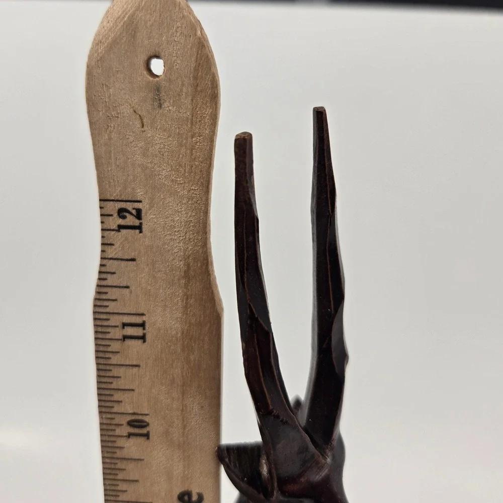 Vintage Hand Carved Ebony Wood Gazelle Statue African Antelope Folk Art Decor 13